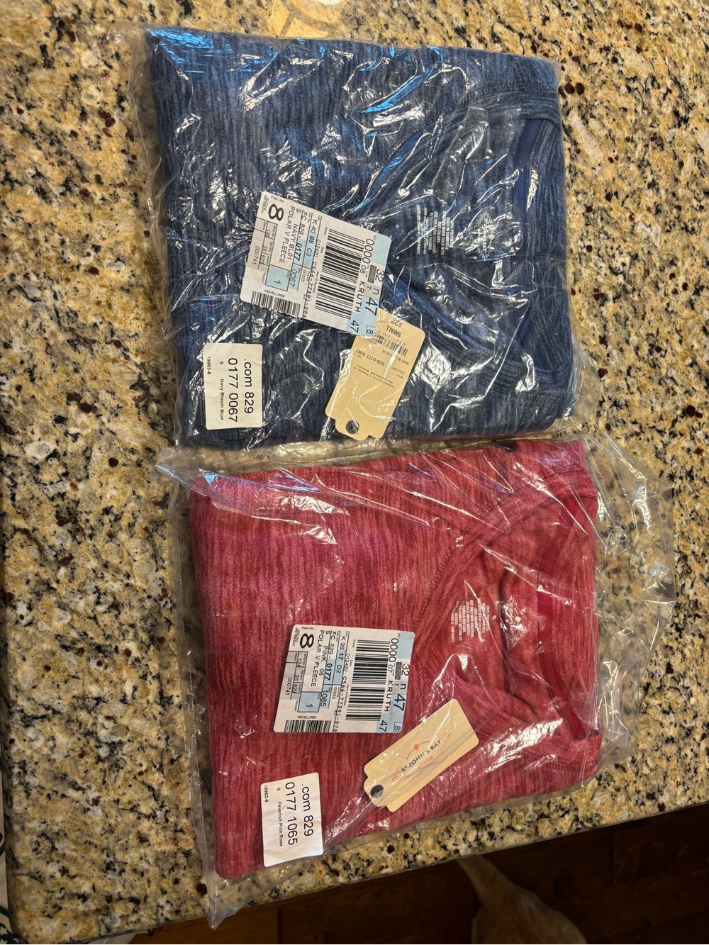 St. John's Bay Heathered V-Neck Knit Top bundle in Raspberry Pink and Blue-small